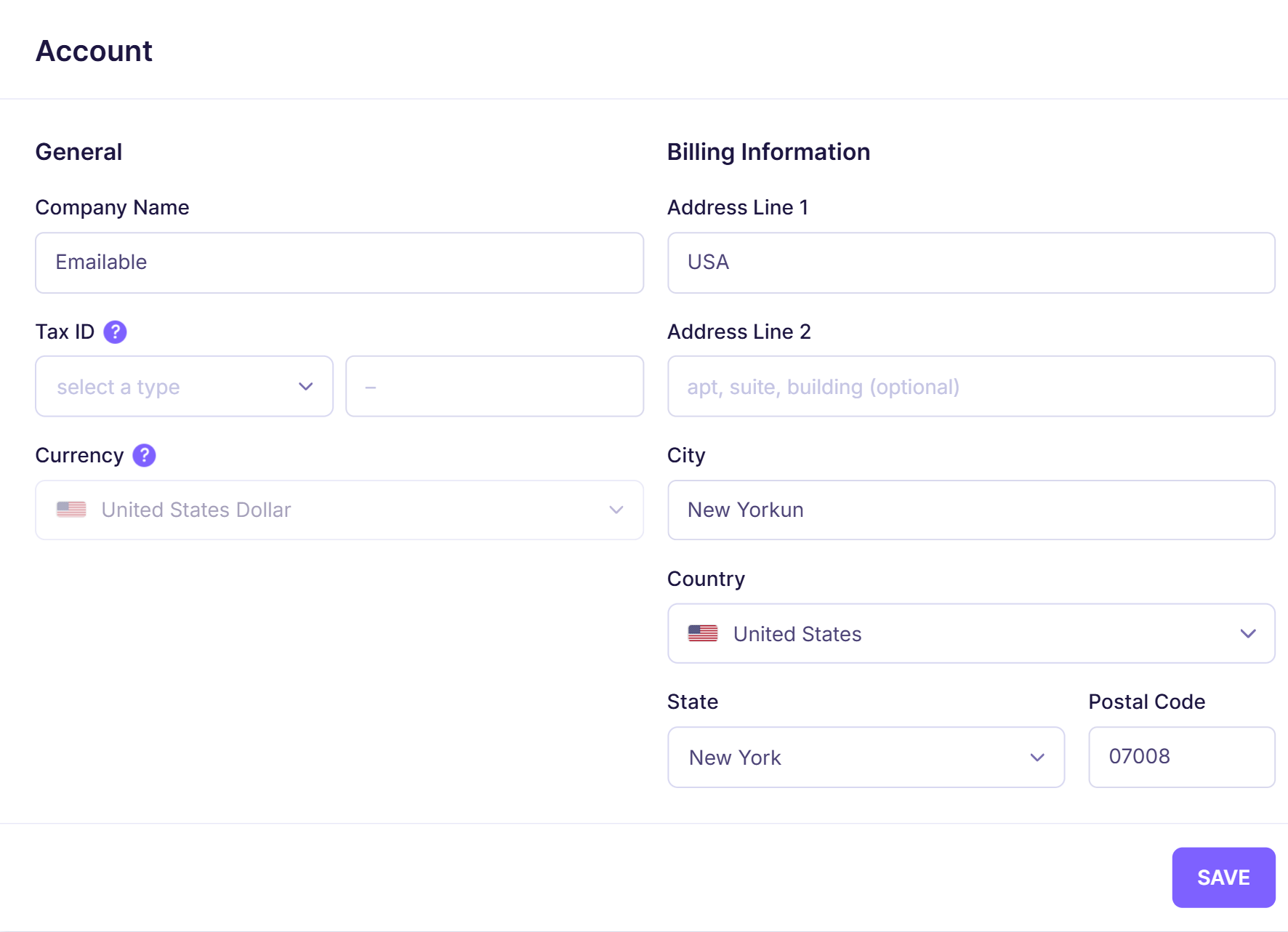 1b. Account section - Account - Add or update user and company details Emailable.png