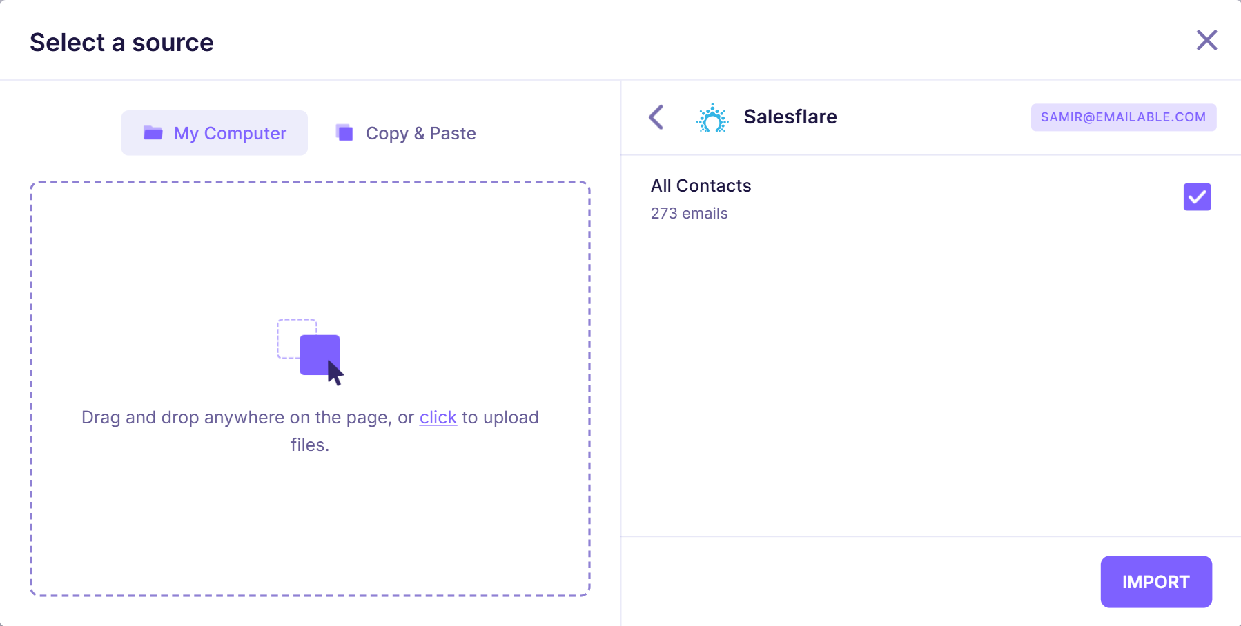 3. Salesflare integration with Emailable showing lists.png