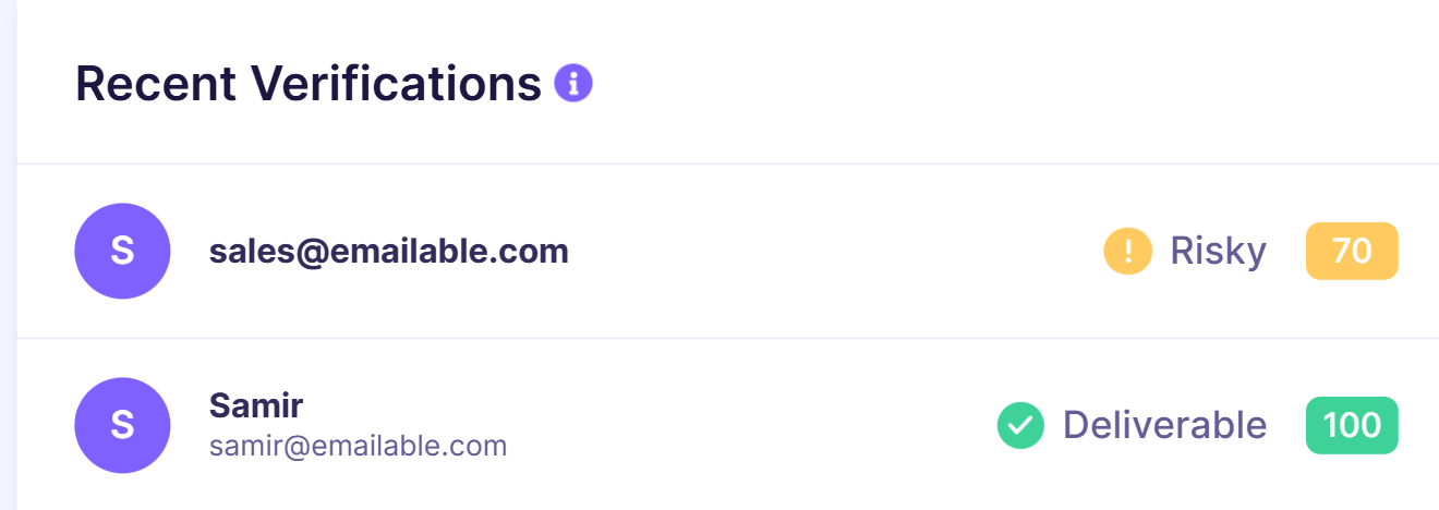 3. Single email verifier, recent verifications - Emailable.png