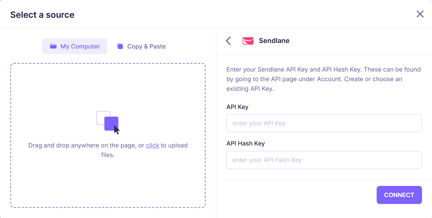 2. Sendlane integration - API key field.png