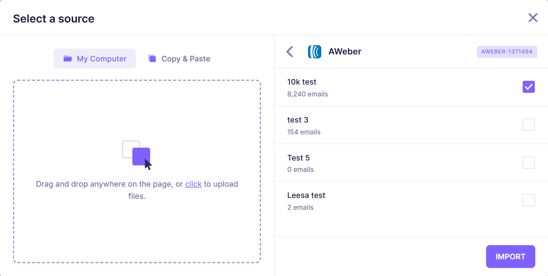4. AWeber lists on Emailable.png